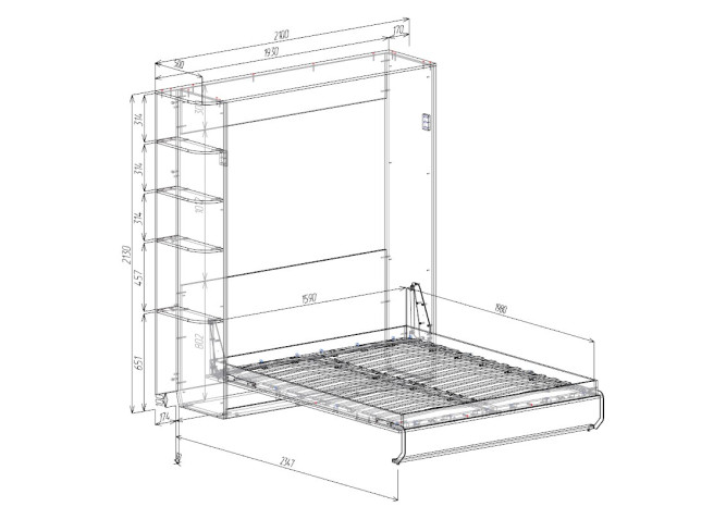 Шкаф-кровать трансформер с диваном Изи