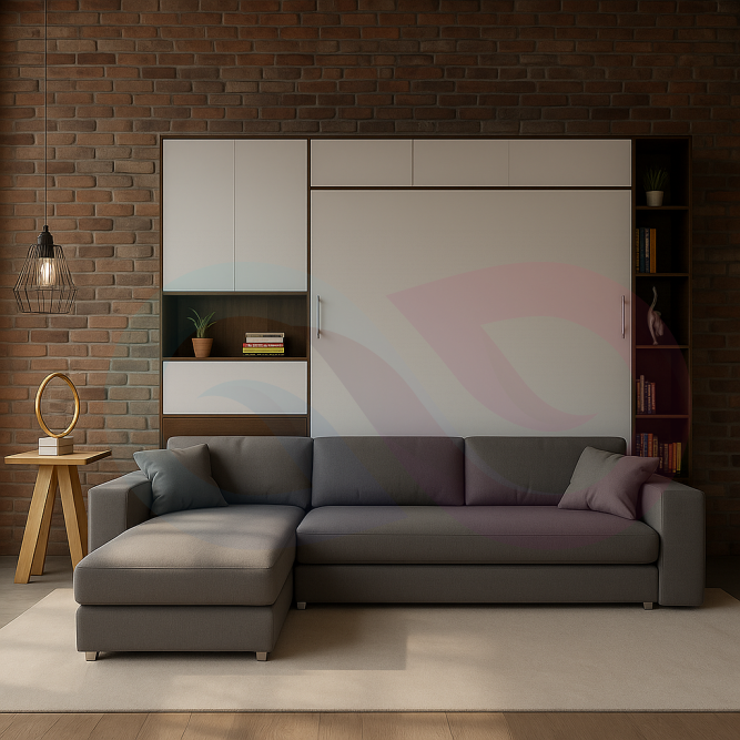 Шкаф-кровать трансформер с угловым диваном Фокстрот