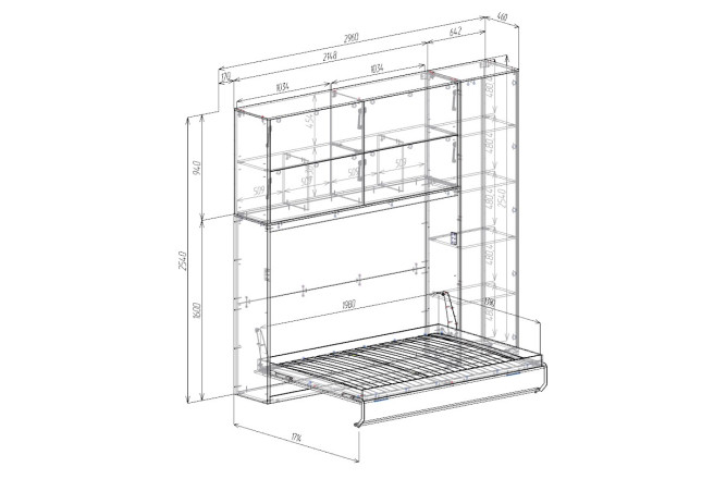 Шкаф-кровать с диваном Гирро