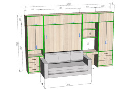 Шкаф-кровать трансформер с диваном Миролла