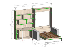 Шкаф-кровать трансформер с диваном Вивьен